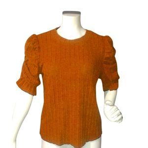 Rust Top Balloon Sleeve Stretch Size Small THML New
